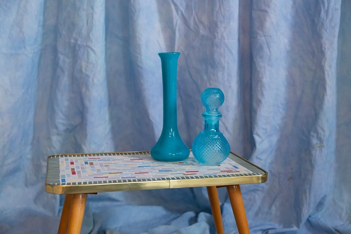 Mid Century Vintage Blue Glass Vase, Europe, 1960s photo for sale
