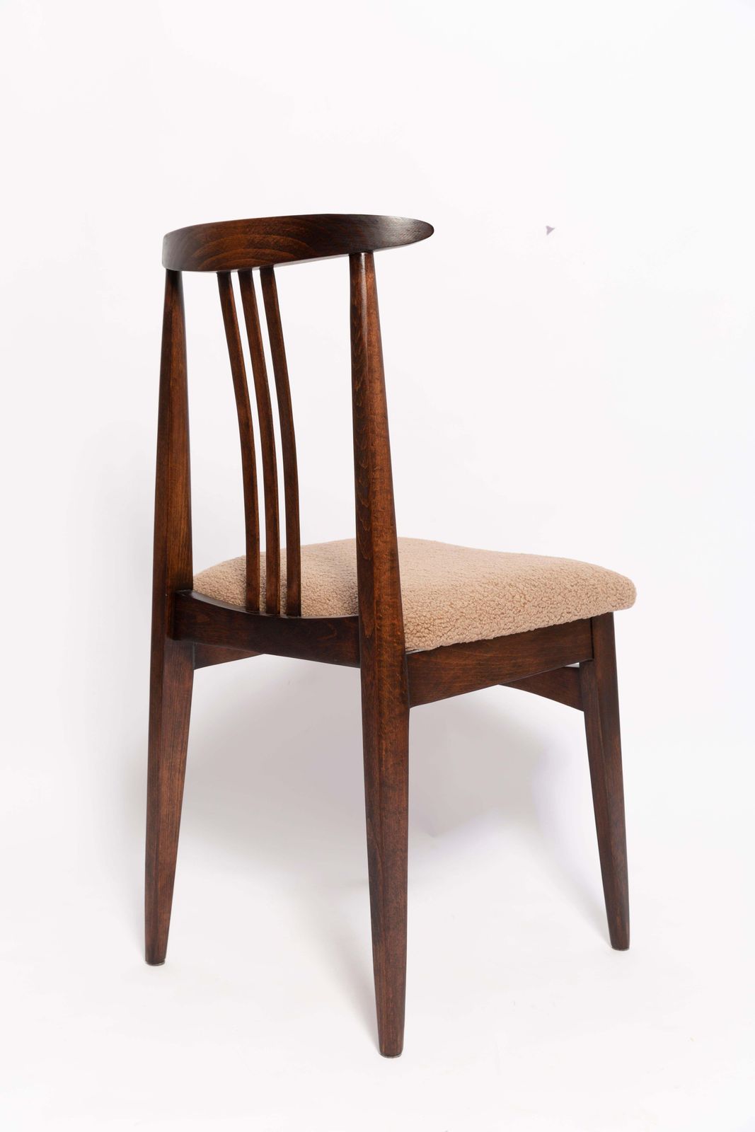 Mid Century Latte Bouclé Fauteuil, Walnoothout, M. Zielinski, Europa, Jaren 1960 photo 510.0