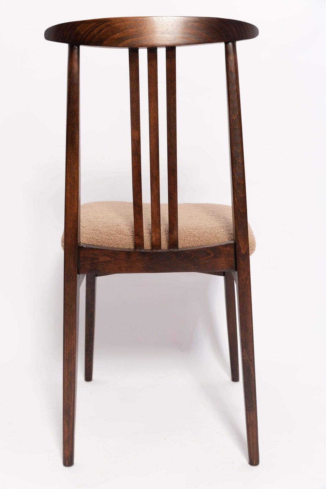 Mid Century Latte Boucle Chair, Walnut Wood, M. Zielinski, Europe, 1960s photo buy