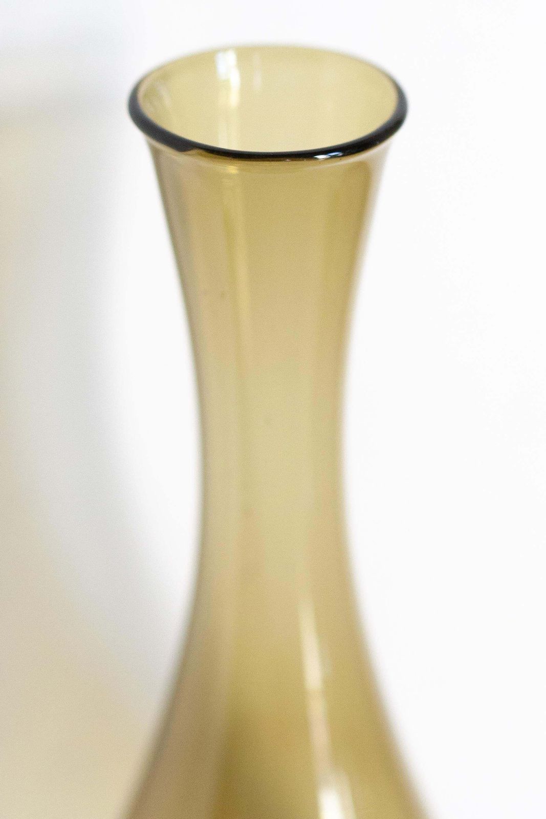 Mid Century Small Beige Brown Decorative Glass Vase, Europe, 1960s photo vintage