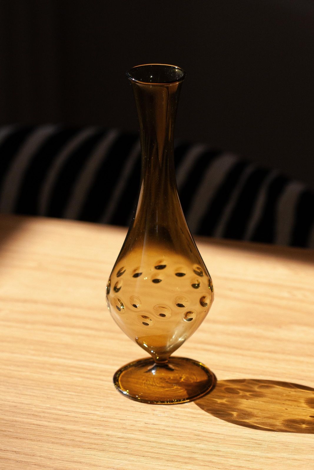 photo furniture Mid Century Small Beige Brown Decorative Glass Vase, Europe, 1960s