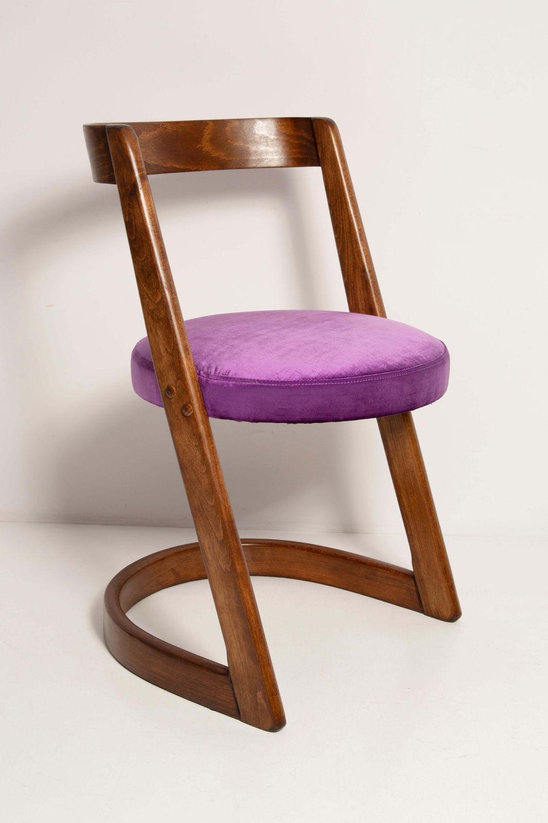 Furniture Midcentury Purple Velvet Halfa Chair And Stool, Baumann, France, 1970s photo