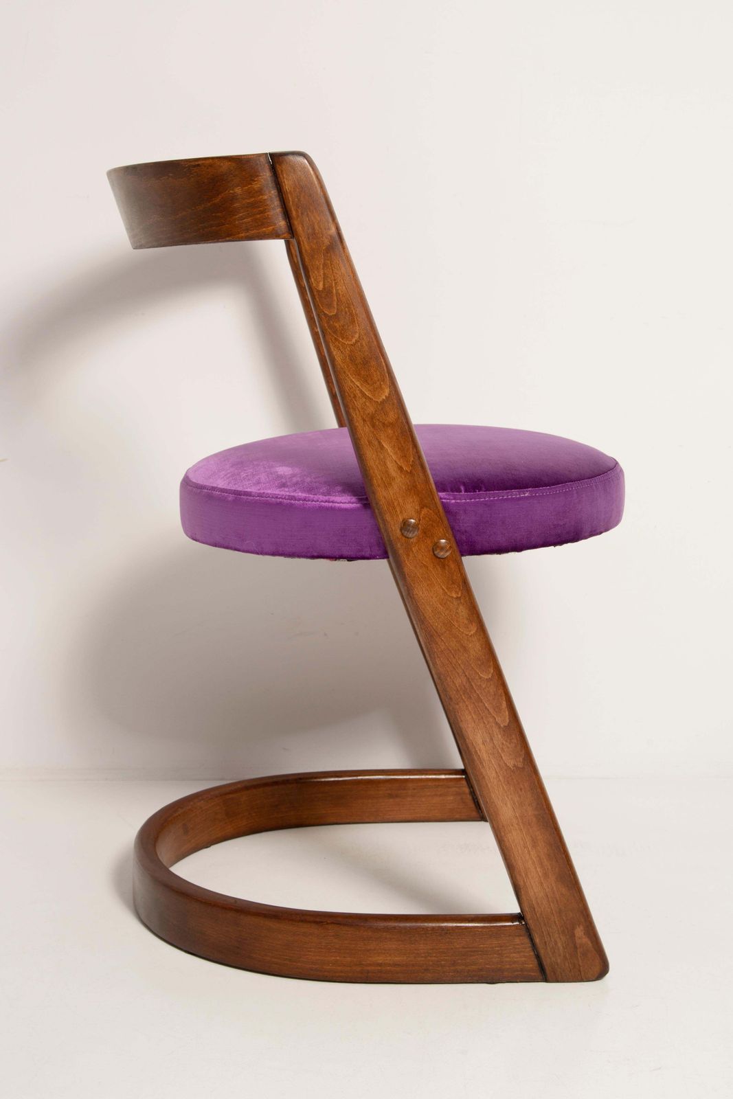 510.0 Midcentury Purple Velvet Halfa Chair And Stool, Baumann, France, 1970s photo