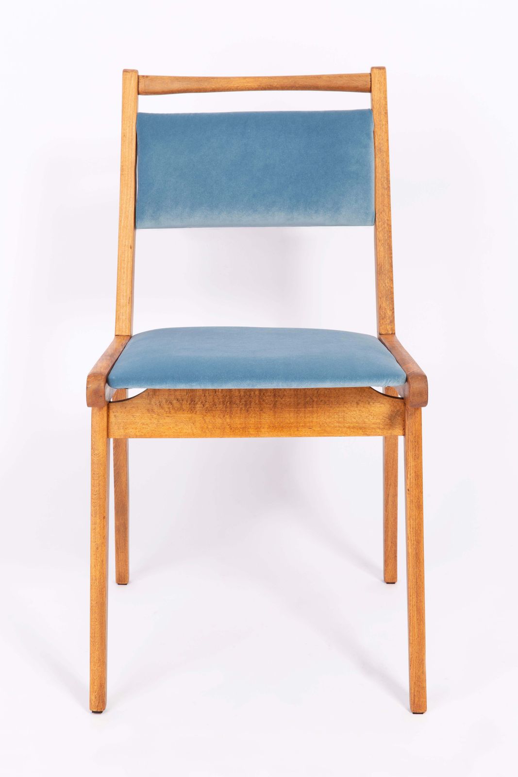 20th Century Baby Blue Velvet Chair, Poland, 1960s photo 425.0