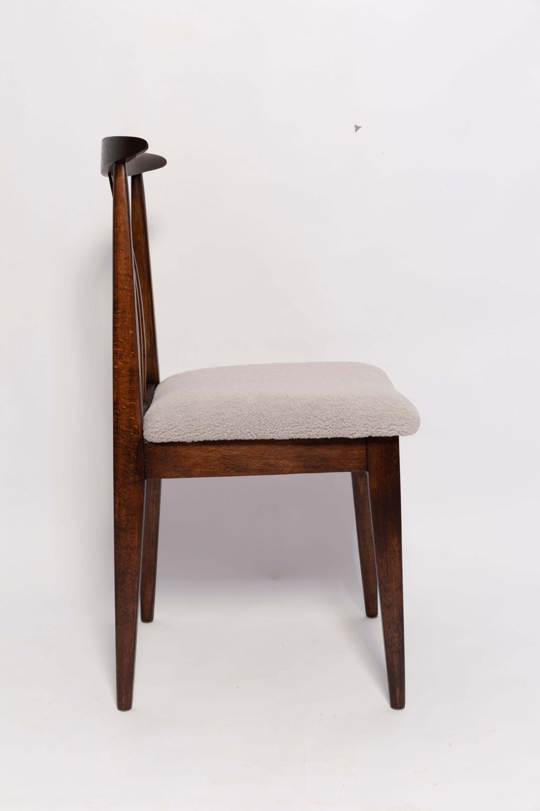 Mid Century Linen Boucle Chair, Walnut, Designed By M. Zielinski, Europe, 1960s photo Furniture