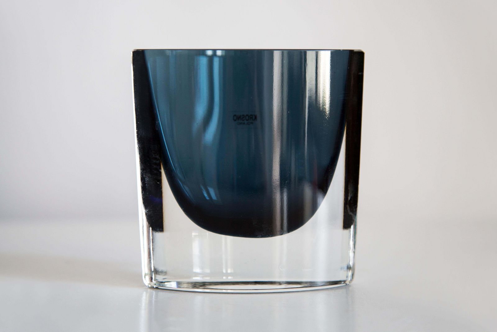 Home Decor Mid Century Vintage Artistic Glass Small Blue Vase, Europe, 1970s photo