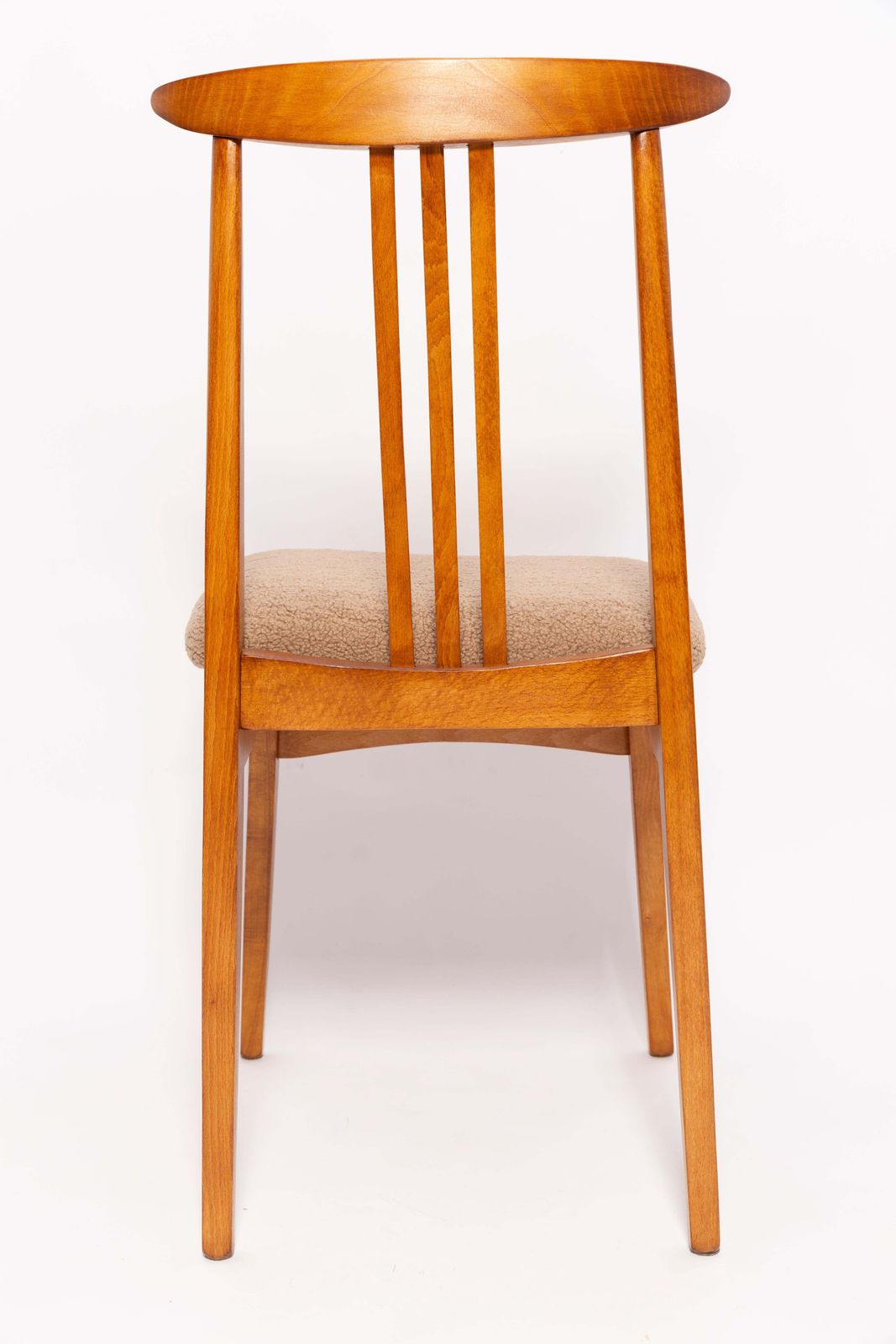 Mid Century Latte Boucle Chair, Medium Wood, M. Zielinski, Europe 1960s photo Furniture