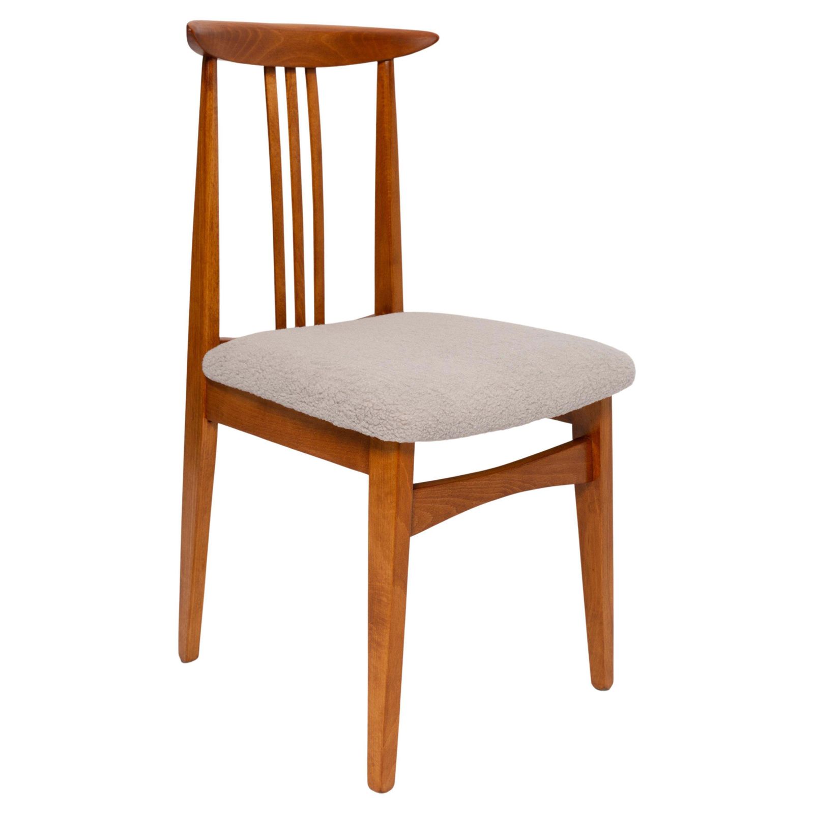 Mid Century Linen Boucle Chair, Designed By M. Zielinski, Europe, 1960s