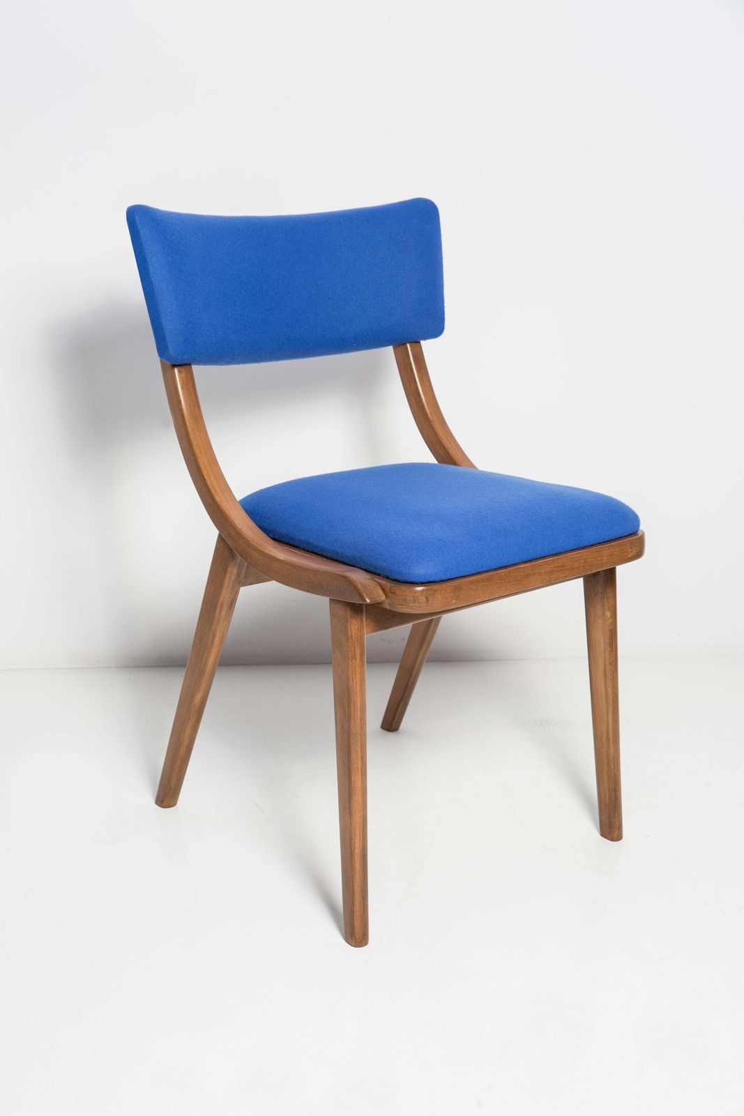 Mid Century Modern Bumerang Stoel, Koningsblauw Wol, Polen, Jaren 1960 photo furniture