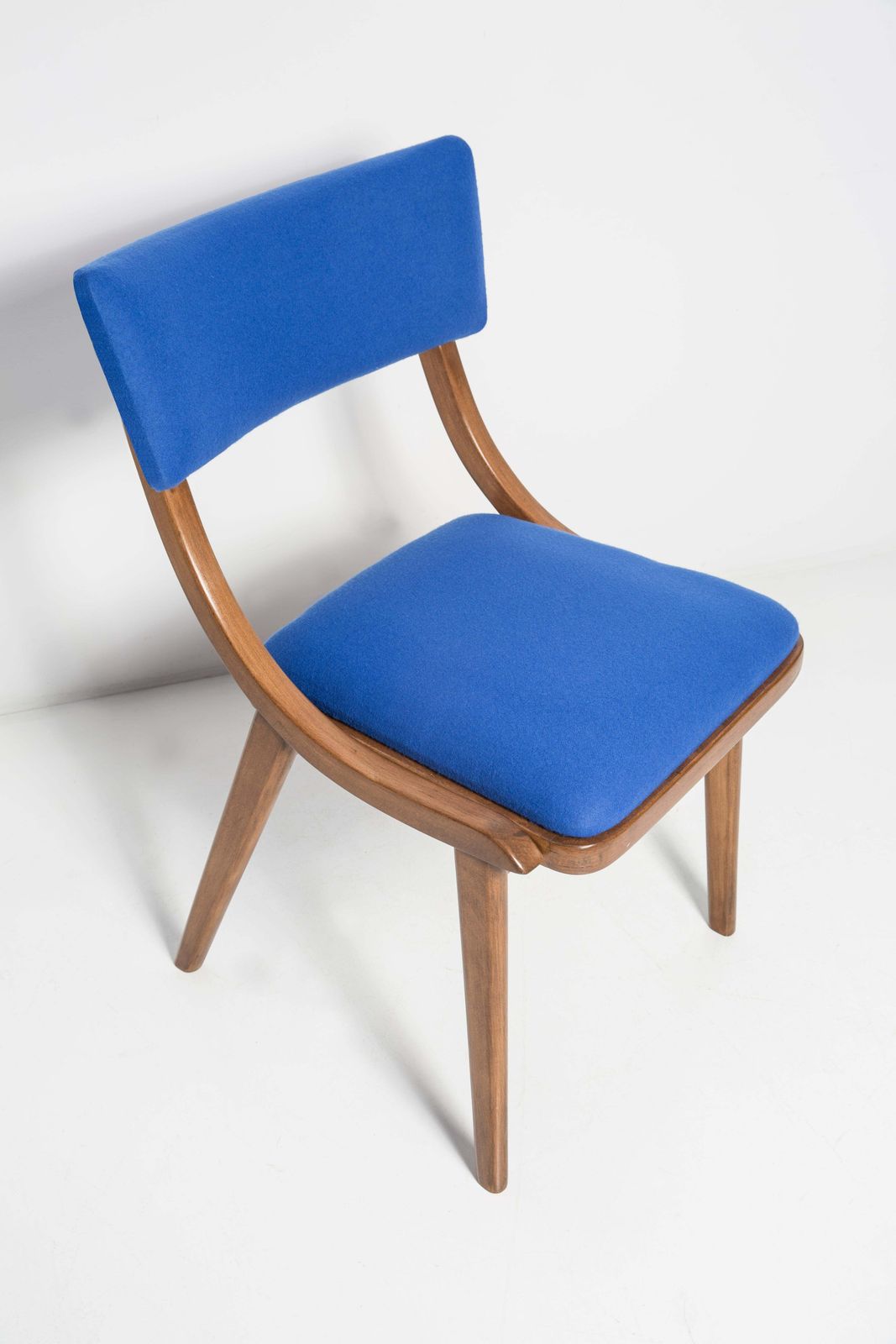 Mid Century Modern Bumerang Stoel, Koningsblauw Wol, Polen, Jaren 1960 photo Meubels