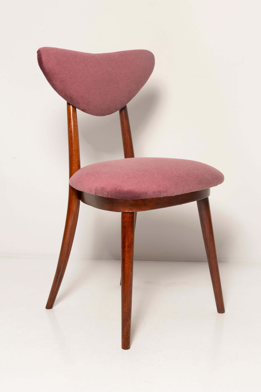 Midcentury Plum Violet Velvet Heart Chair, Europe, 1960s photo vinterior