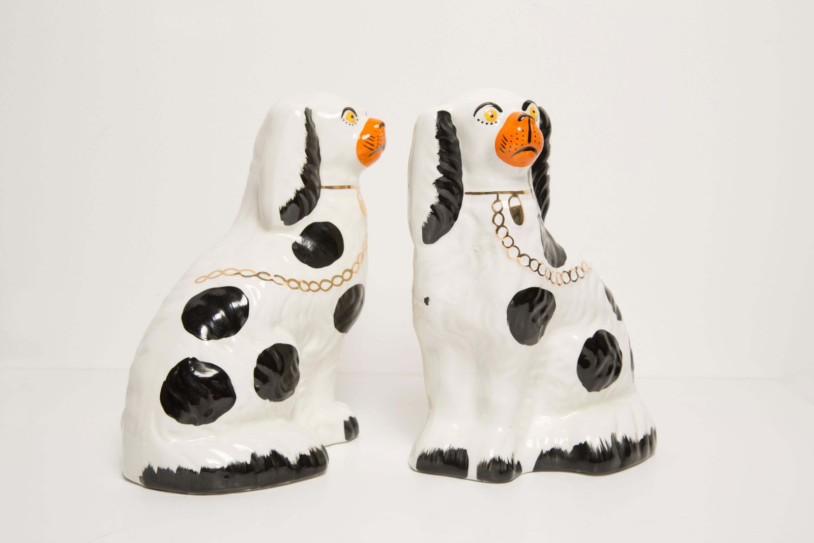 Paar Mid Century Spaniel Honden Beeldjes, Staffordshire, Engeland, Ca. Jaren 1960 photo 425.0