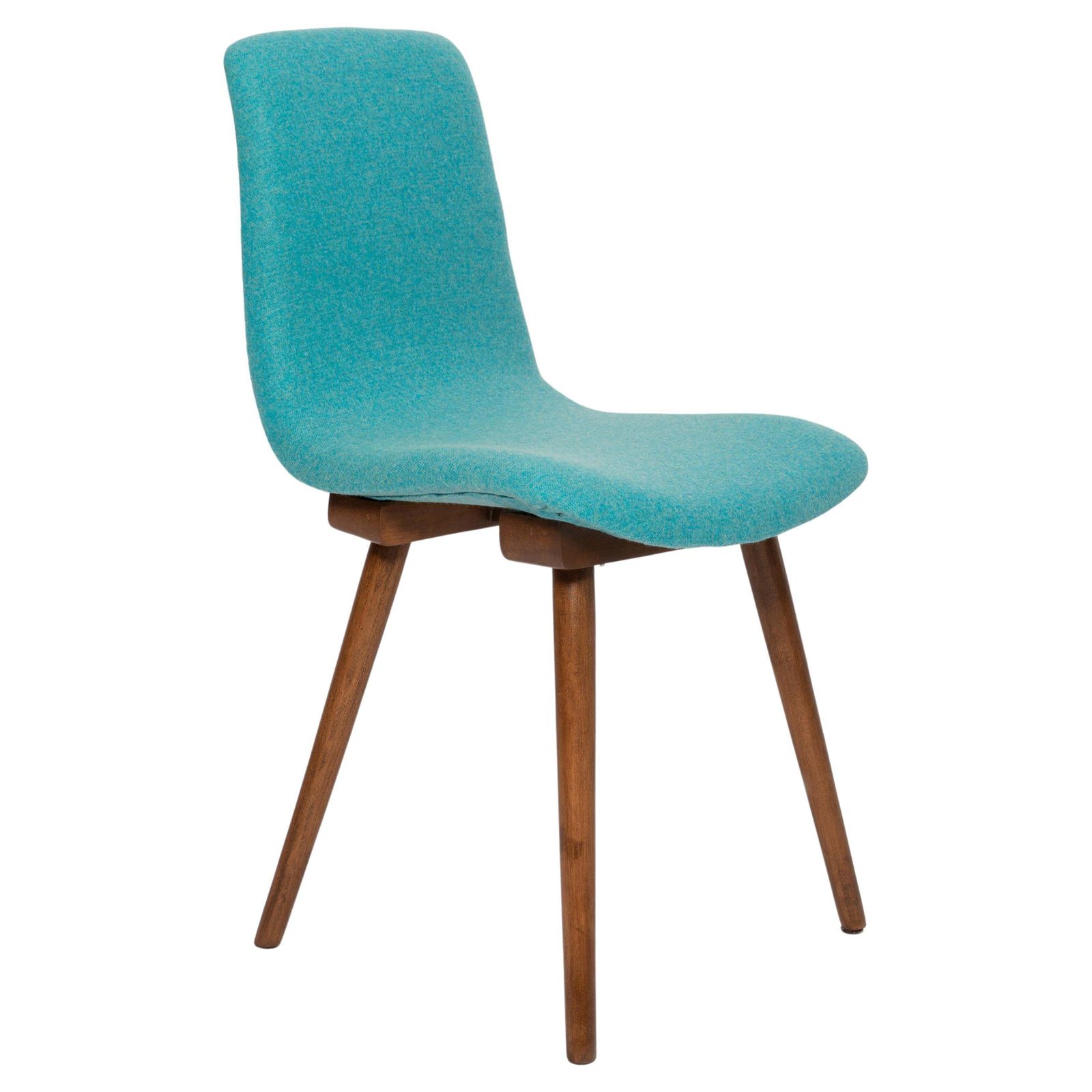 Mid Century Acqua Wool Vintage Chair, By Fameg Factory, Poland, 1960s