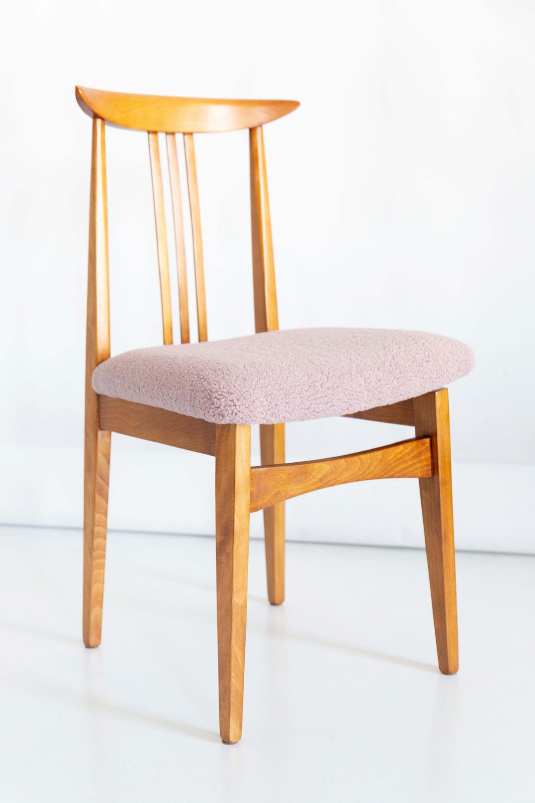 photo for sale Mid Century Modern Pink Boucle Chair, Designed By M. Zielinski, Europe, 1960s