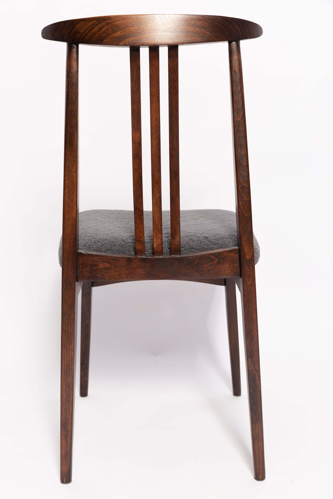 Mid Century Grafietgrijs Bouclé Fauteuil, Walnoothout, M. Zielinski, Europa 1960 photo vinterior