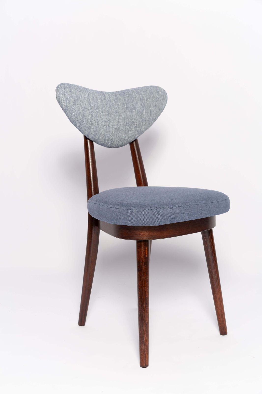 Mid Century Light And Medium Blue Denim Heart Chair, Europe, 1960s photo vinterior