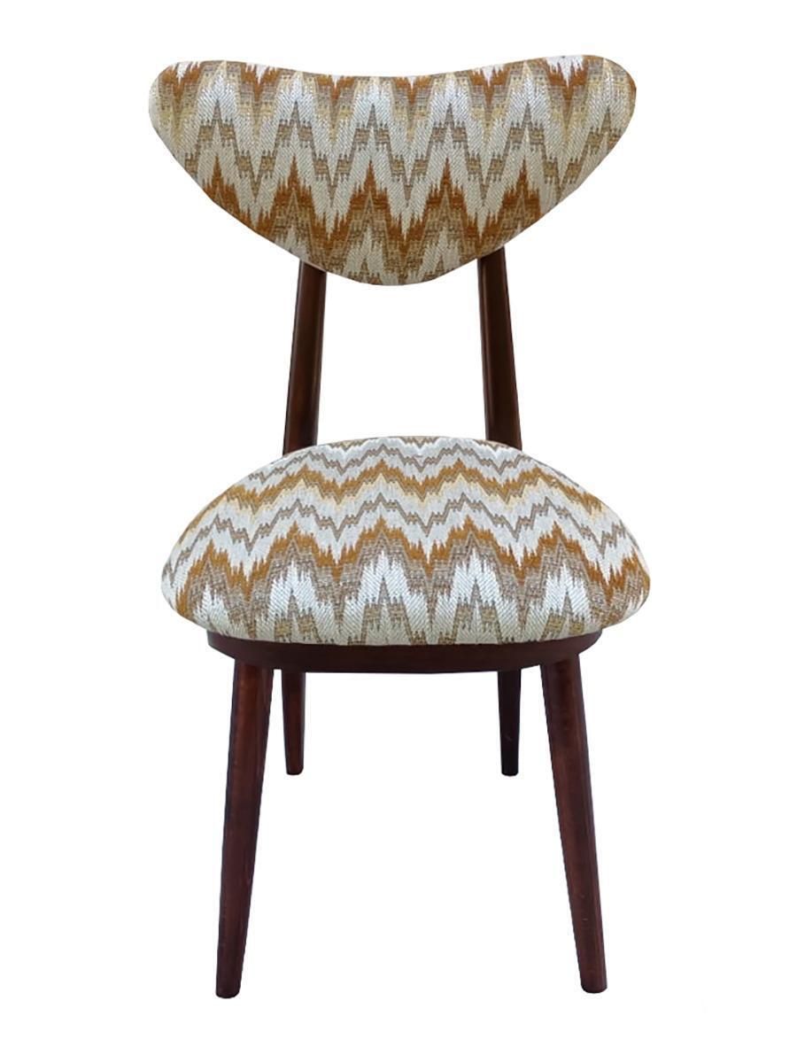Mid Century Heart Chair, Yellow Gaston Daniela Jacquard, Dark Wood, Europe 1960s photo 646.0