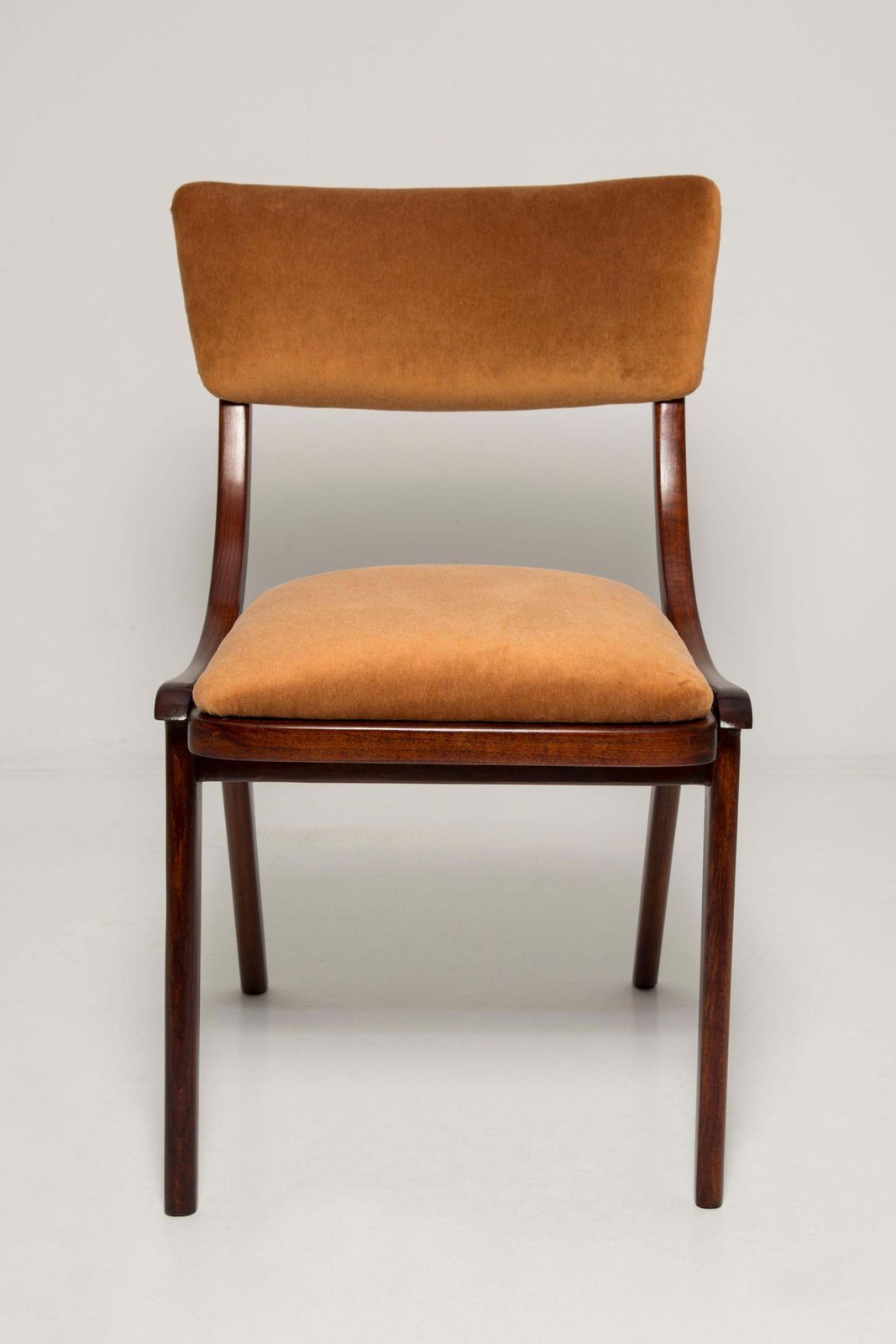 Mid Century Modern Bumerang Chair, Brown Beige Velvet, Poland, 1960s photo furniture