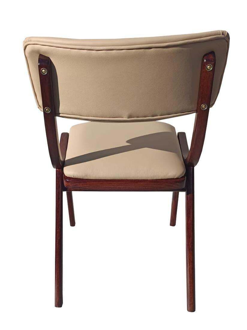 Mid Century Modern Bumerang Chair, Light Creme Leather, Poland, 1960s photo Furniture