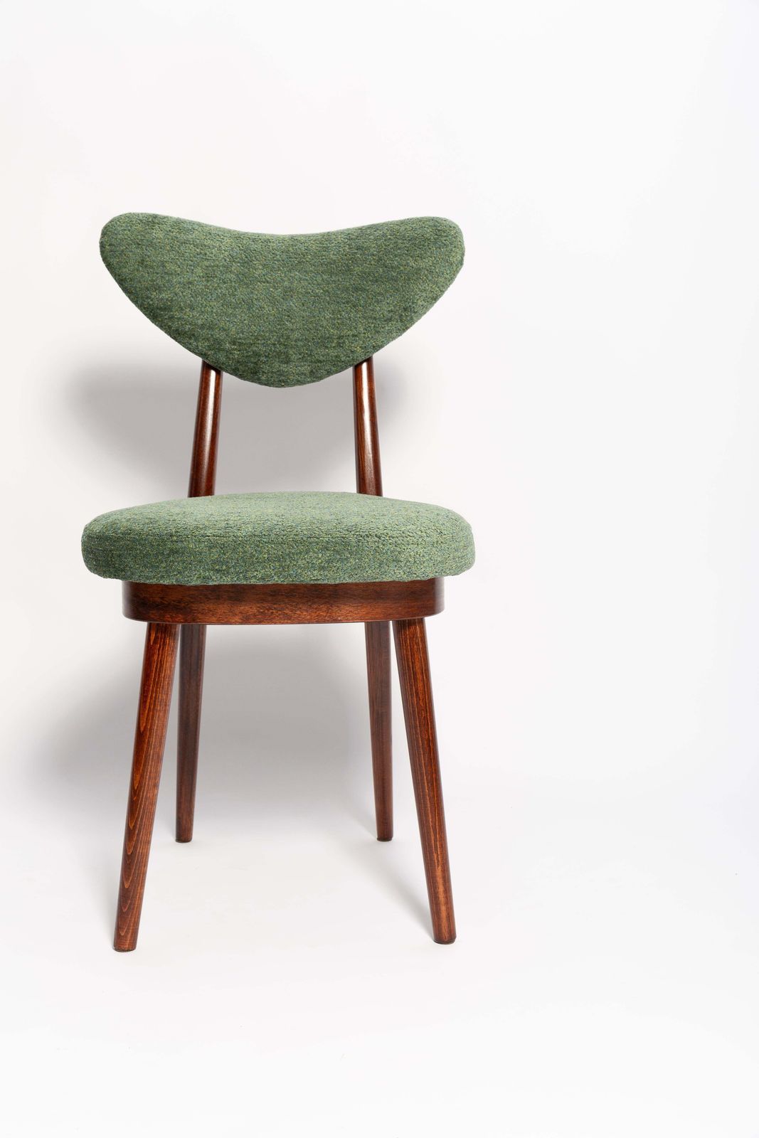 Mid Century Heart Chair, Green Velvet, Dark Wood, Europe 1960s photo buy