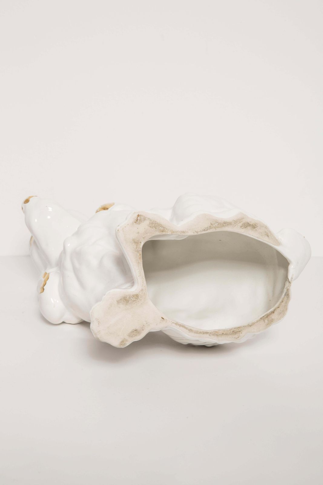 photo for sale Rare Ceramic White Small Spaniel Dog Decorative Sculpture, Italy, 1960s