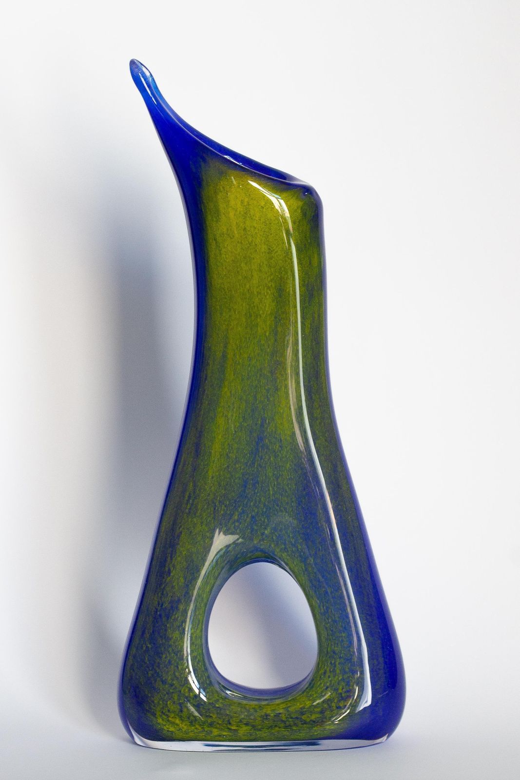 Mid Century Ultramarine Blue And Yellow Artistic Vase, Europe, 1960s photo Home Decor