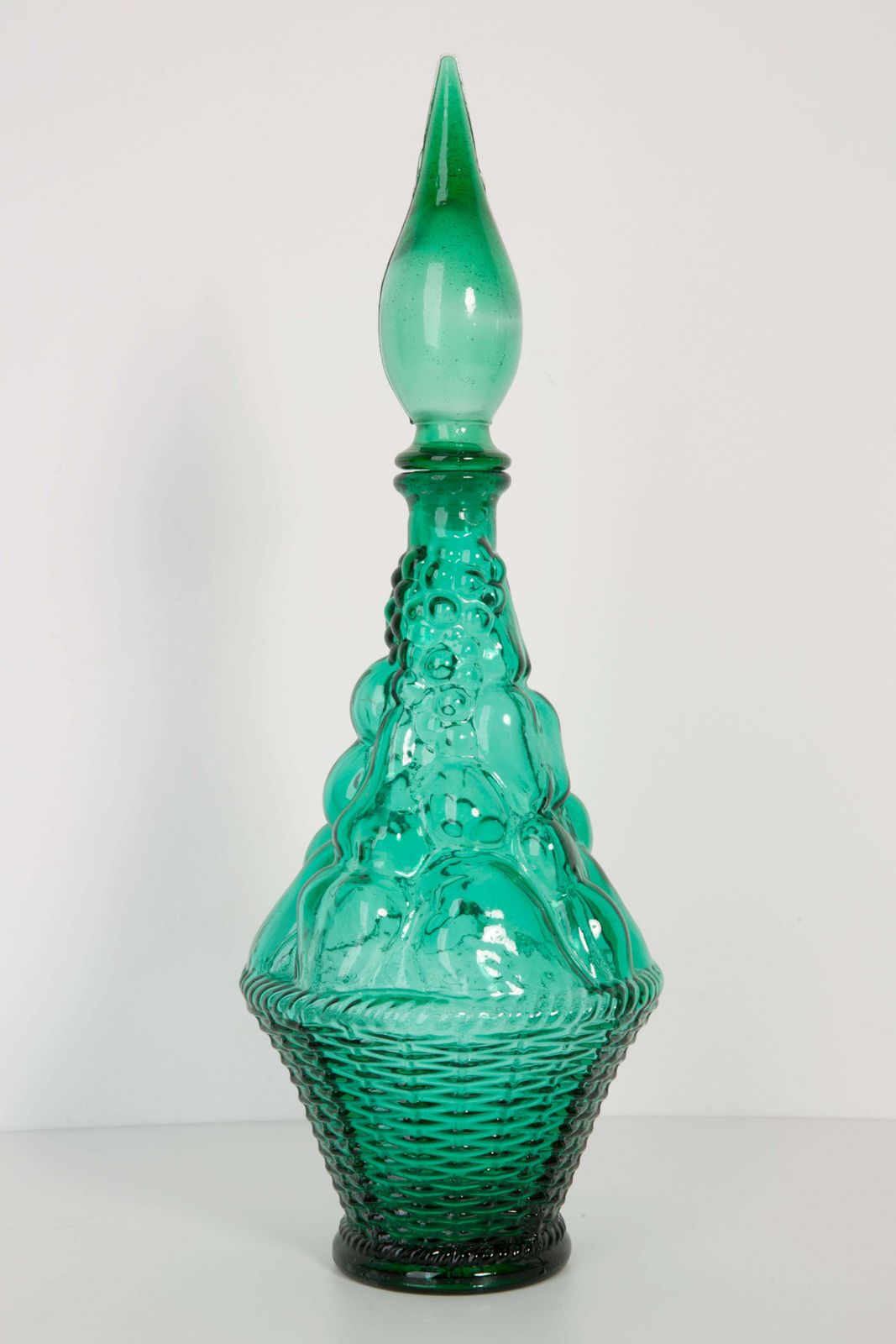 Set Of Two Green Glass Genie Decanters With Stoppers, 20th Century, Italy, 1960s photo furniture