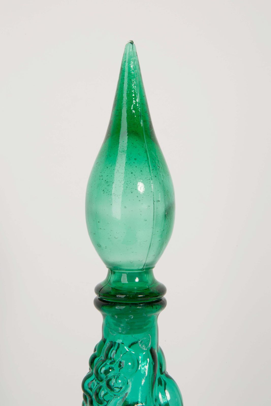 Set Of Two Green Glass Genie Decanters With Stoppers, 20th Century, Italy, 1960s photo 383.0