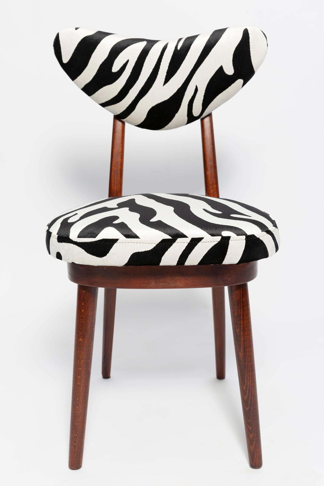 680.0 Midcentury Regency Zebra Black And White Heart Chair, Poland, 1960s photo