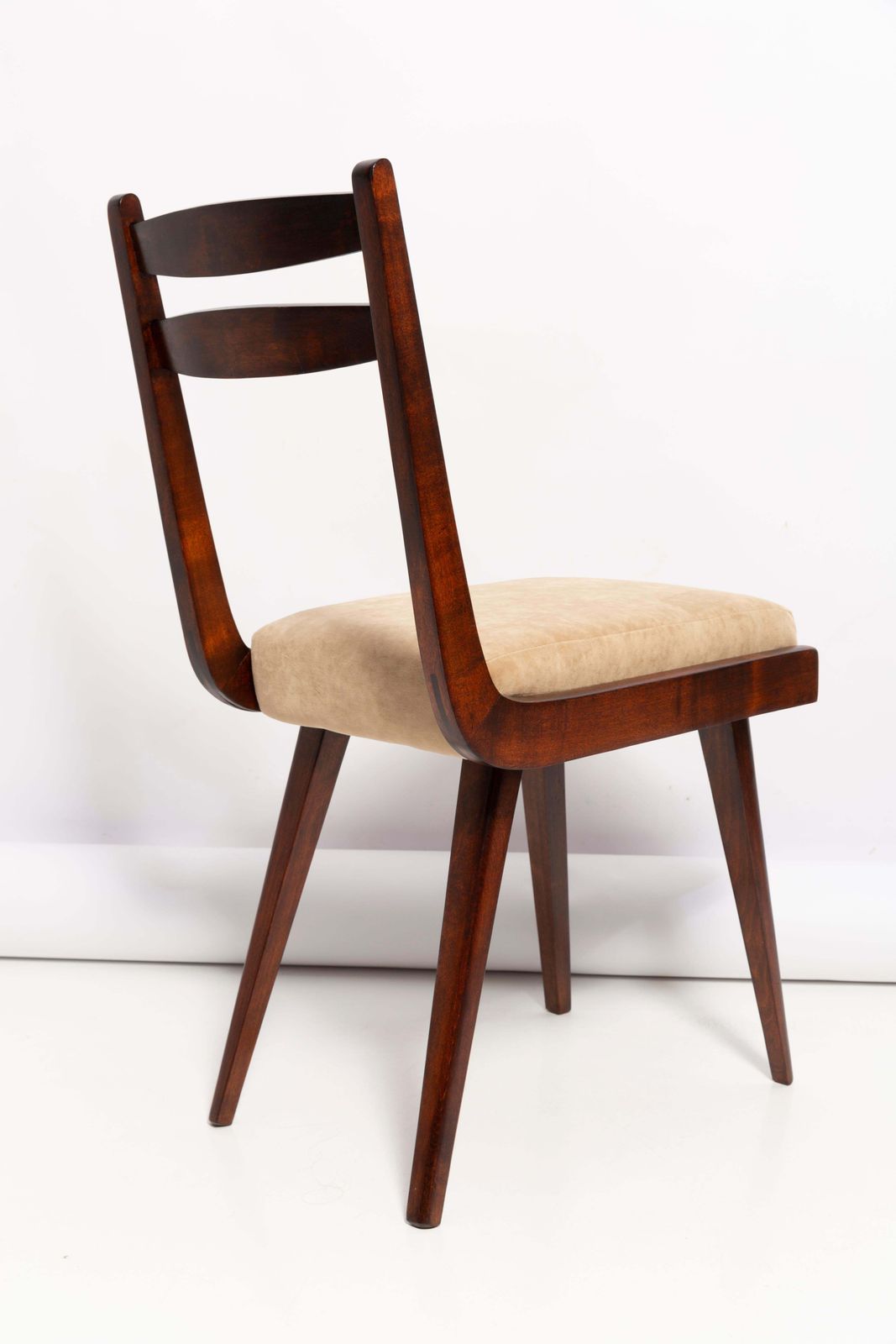 photo buy Mid Century Gazelle II Beige Velvet, Walnut Wood Chair, Europe, 1960s