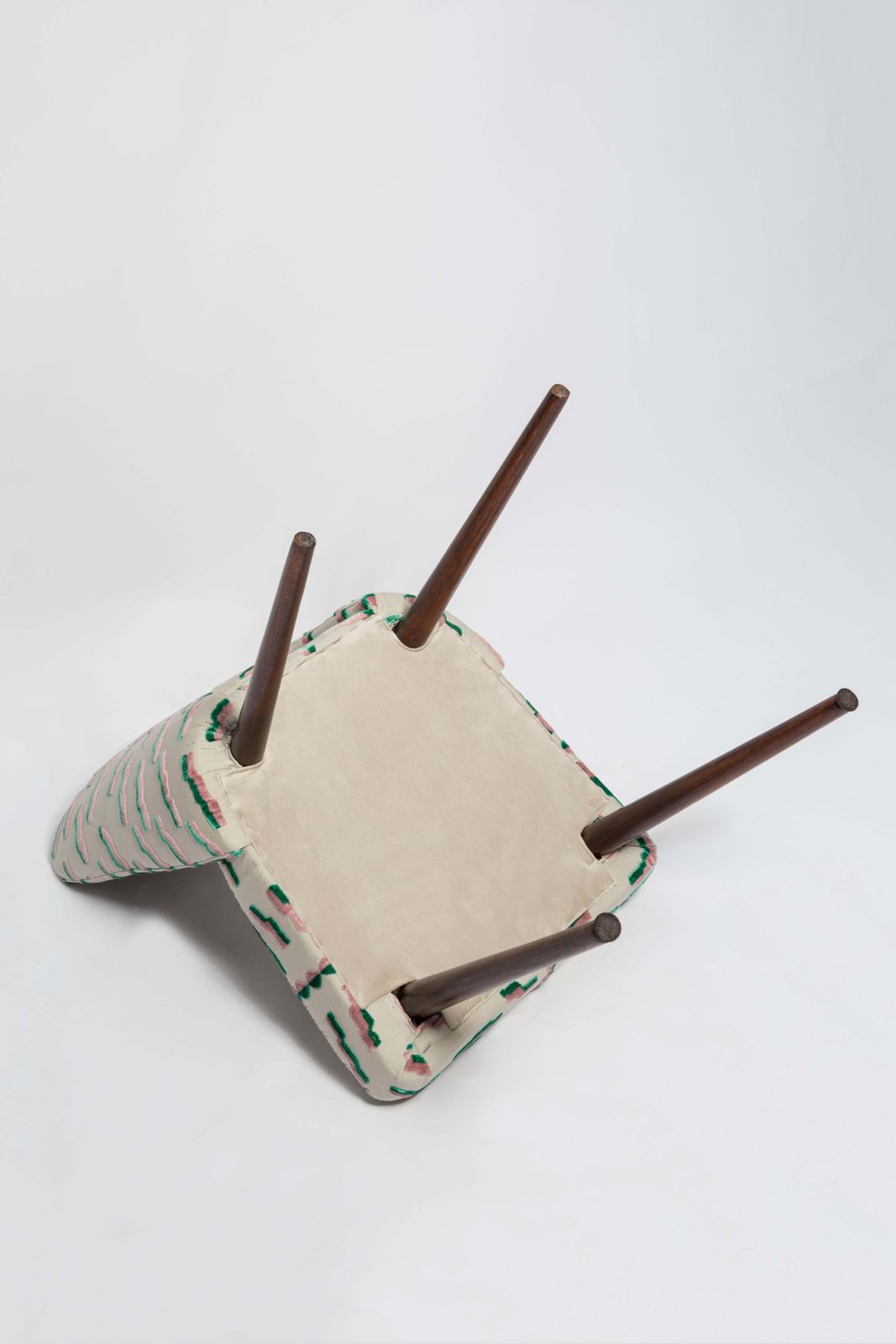 Mid Century Pink And Green Tiger Beat Jacquard Velvet Shell Chair, Europe, 1960s photo buy