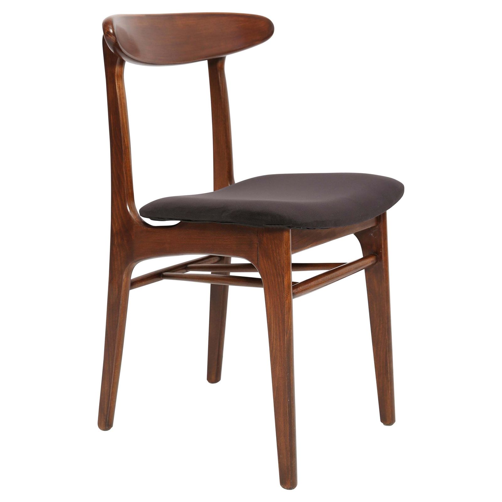 Mid Century Zwart Fluwelen Stoel, Rajmund Halas, Polen, Jaren 1960