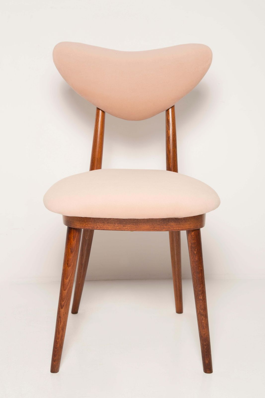 Mid Century Light Pink Velvet Heart Chair, Europe, 1960s photo vintage