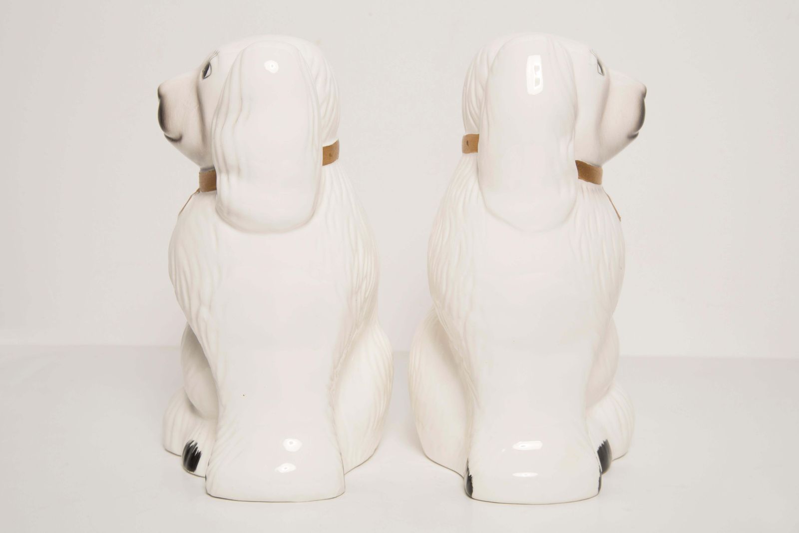 Pair Of Mid Century White Spaniel Dogs Sculpture Staffordshire England, 1960s photo buy