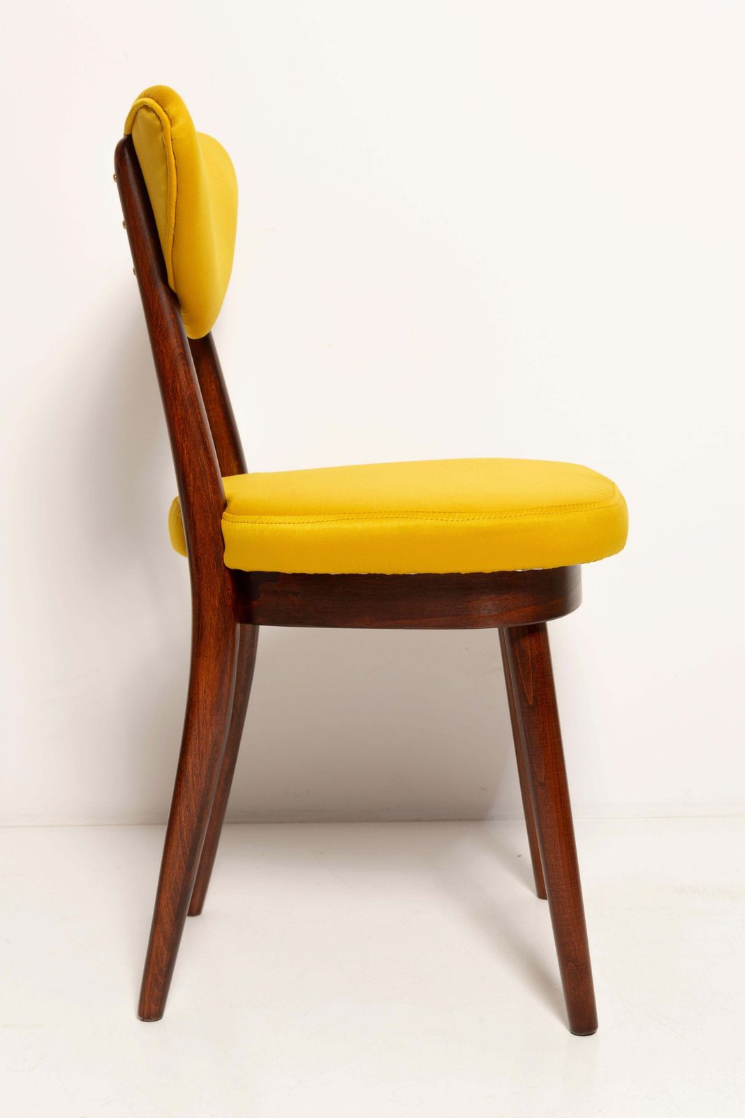 Midcentury Heart Chair In Yellow Satin Dedar Gildo Fabric, Europe, 1960s photo vintage