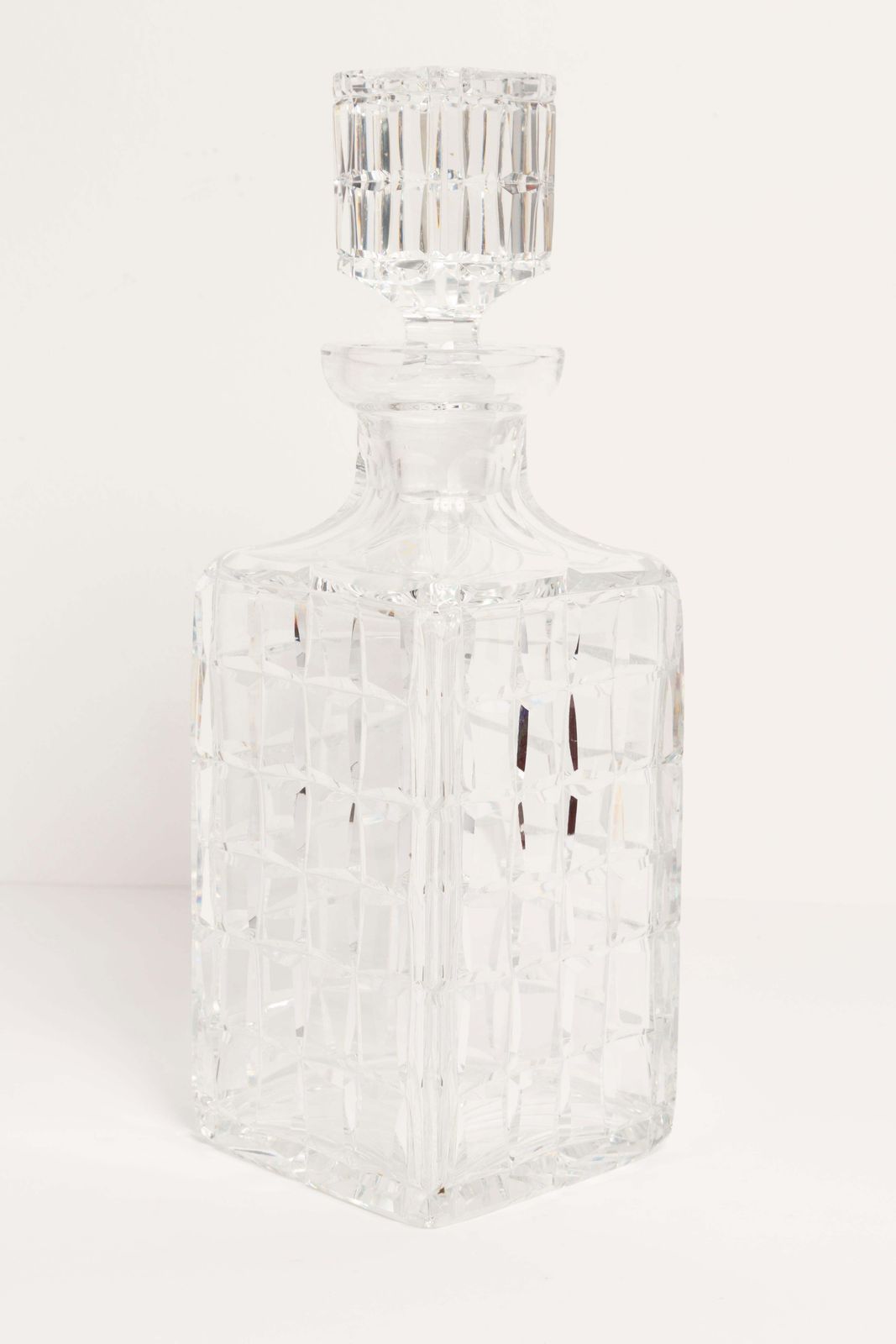 Mid Century Transparent Crystal Glass Decanter With Stopper, Europe, 1960s photo for sale