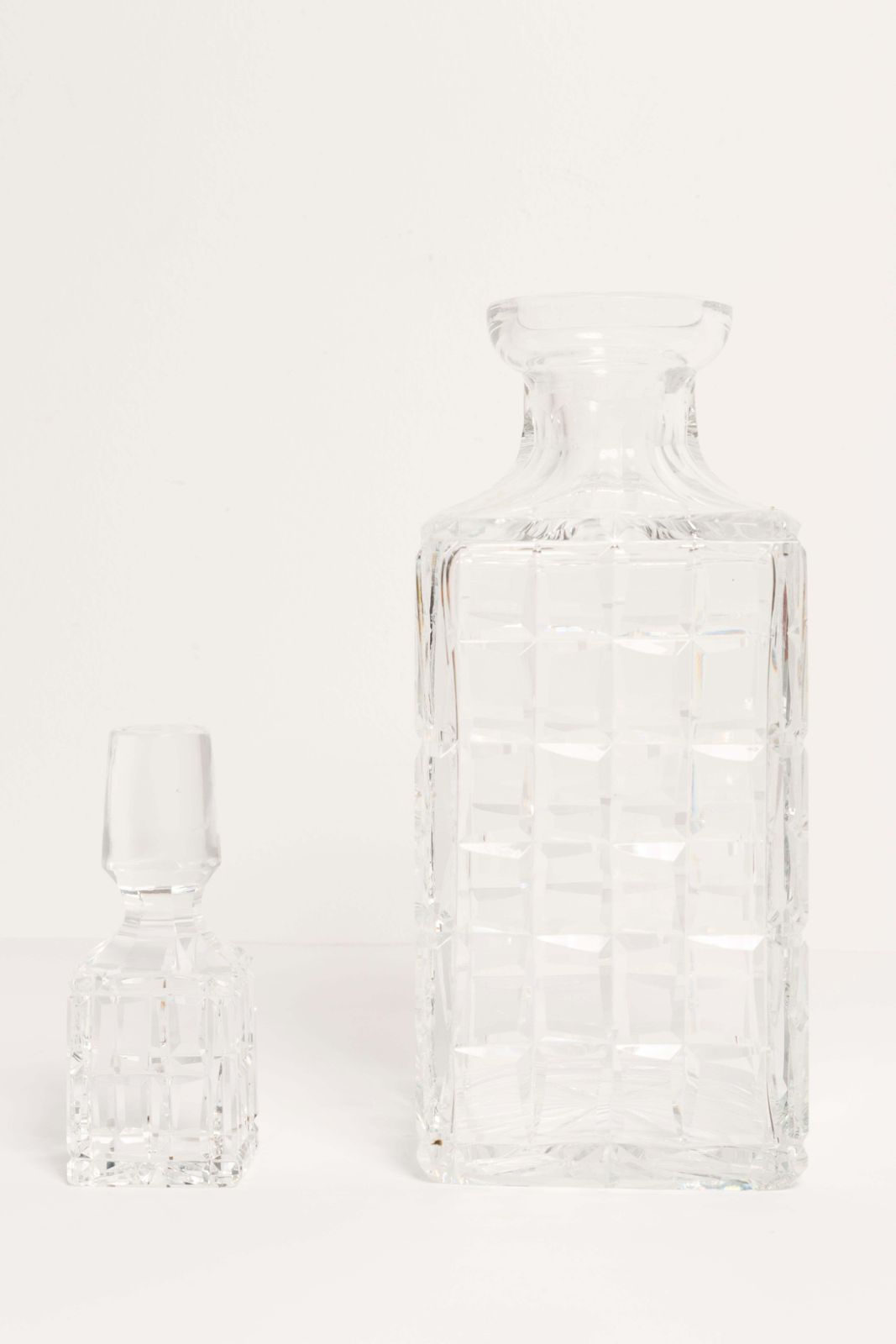 photo furniture Mid Century Transparent Crystal Glass Decanter With Stopper, Europe, 1960s