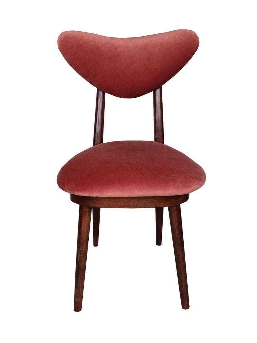 Set Van Acht Mid Century Oranje Fluwelen Stoelen Met Walnootkleurig Hout, Model "Hart", Polen, Ca. Jaren 1960 photo furniture