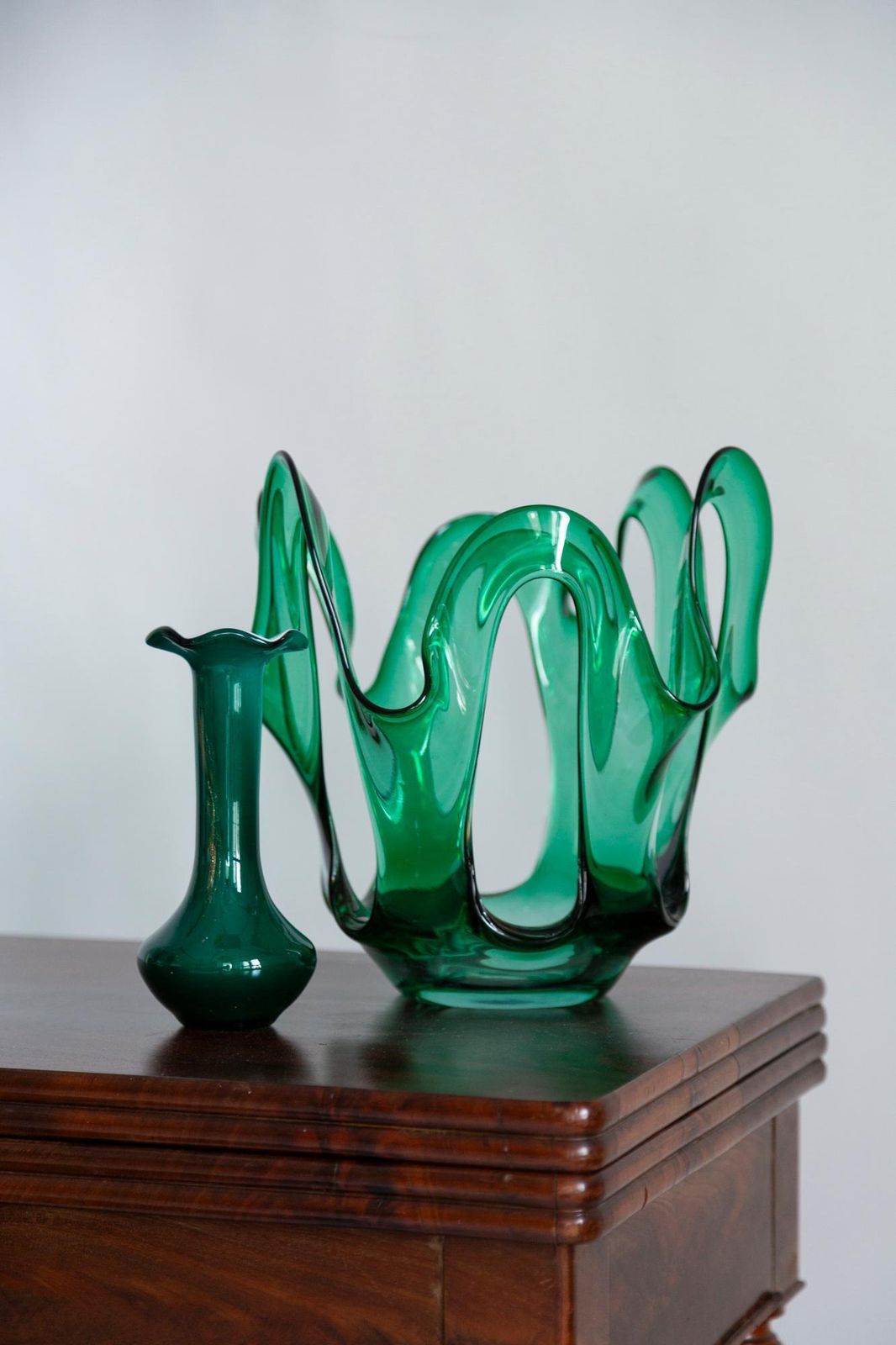 Mid Century Vintage Grote Glazen Vaas In Groen Aqua, Europa, Jaren 1970 photo vinterior