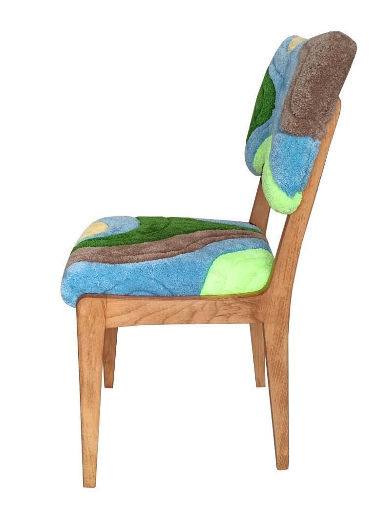 Mid Century Hand Tufting Chair, Light Wood, Rajmund Halas, Poland, 1960s photo for sale