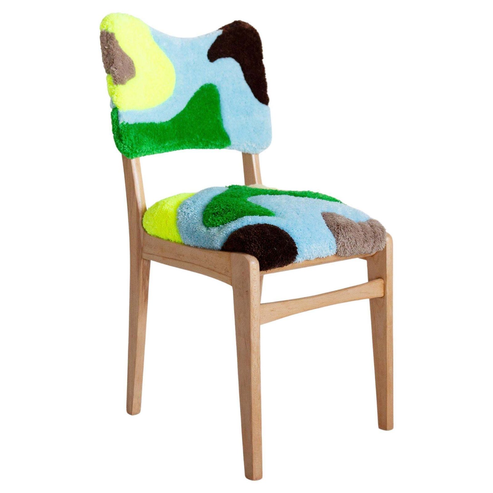 Mid Century Hand Tufting Chair, Light Wood, Rajmund Halas, Poland, 1960s