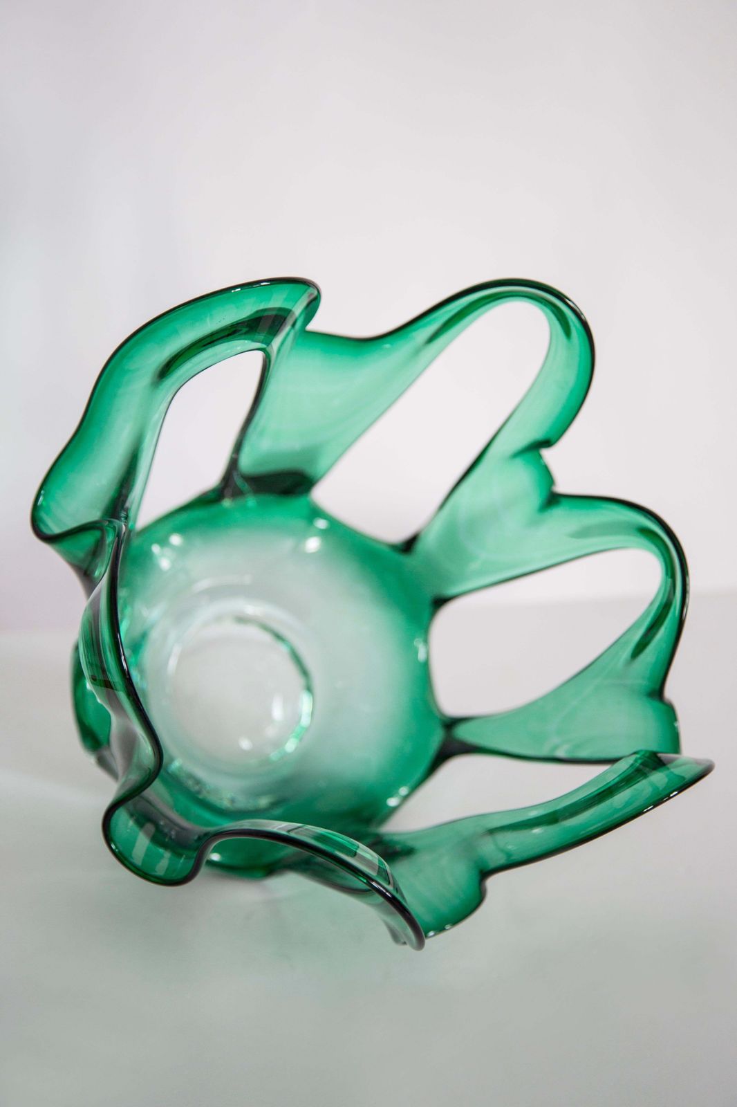 501.0 Mid Century Vintage Grote Glazen Vaas In Groen Aqua, Europa, Jaren 1970 photo
