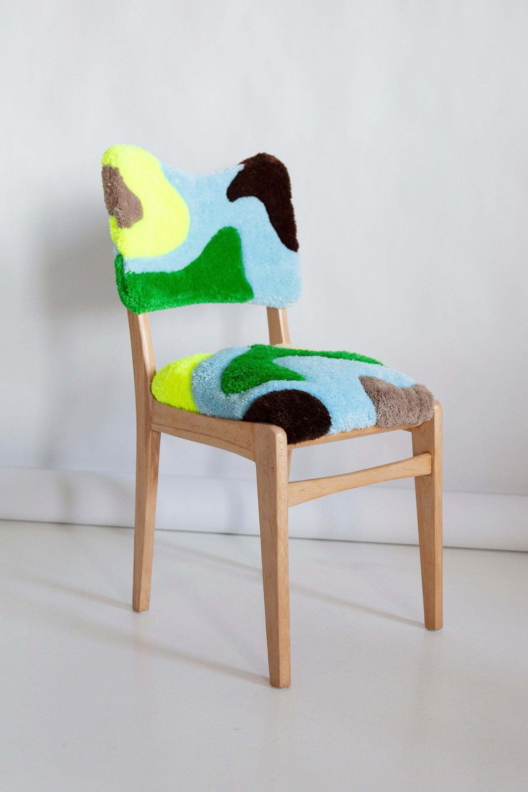 Mid Century Hand Tufting Chair, Light Wood, Rajmund Halas, Poland, 1960s photo furniture