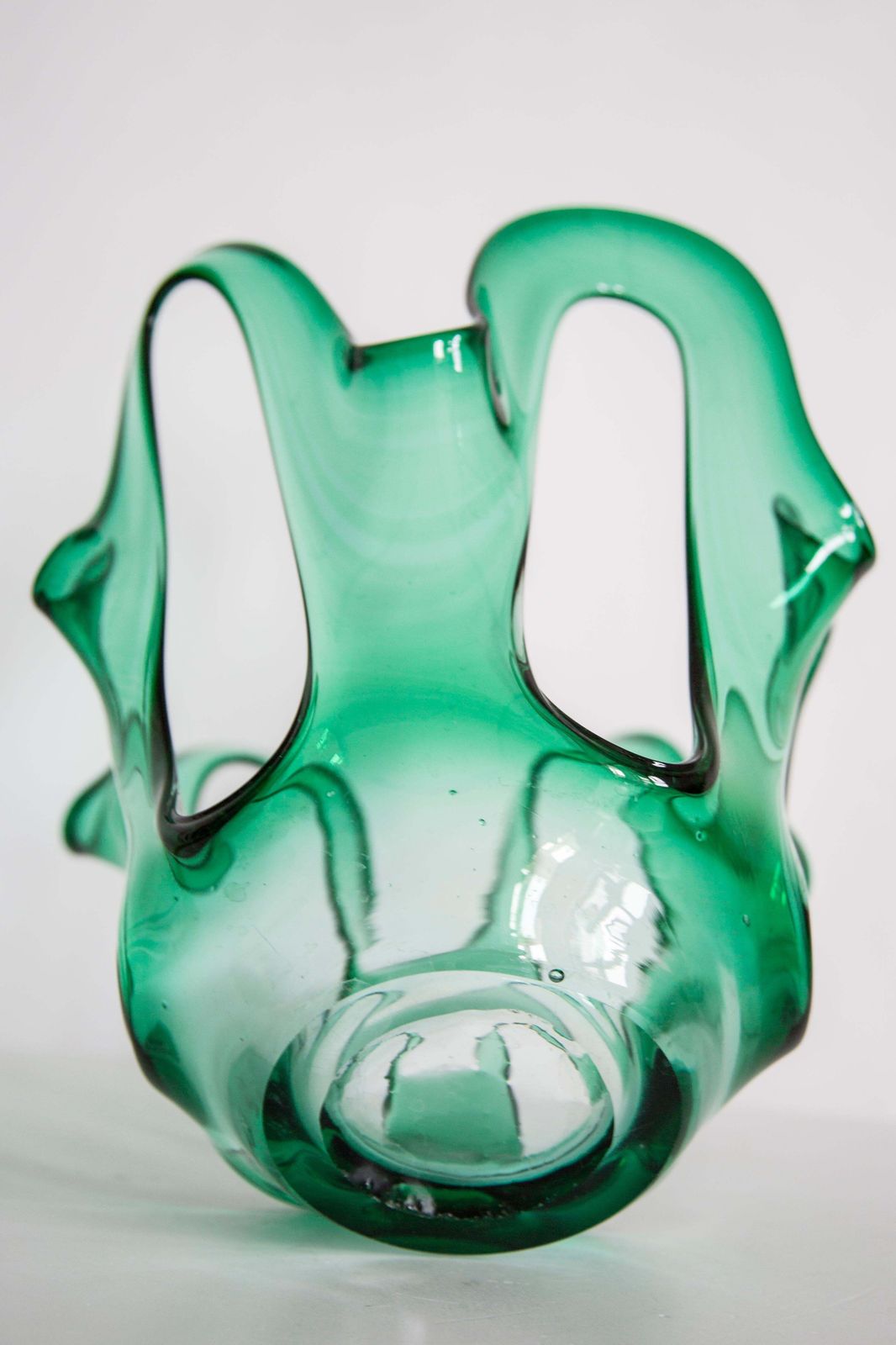 photo vintage Mid Century Vintage Grote Glazen Vaas In Groen Aqua, Europa, Jaren 1970
