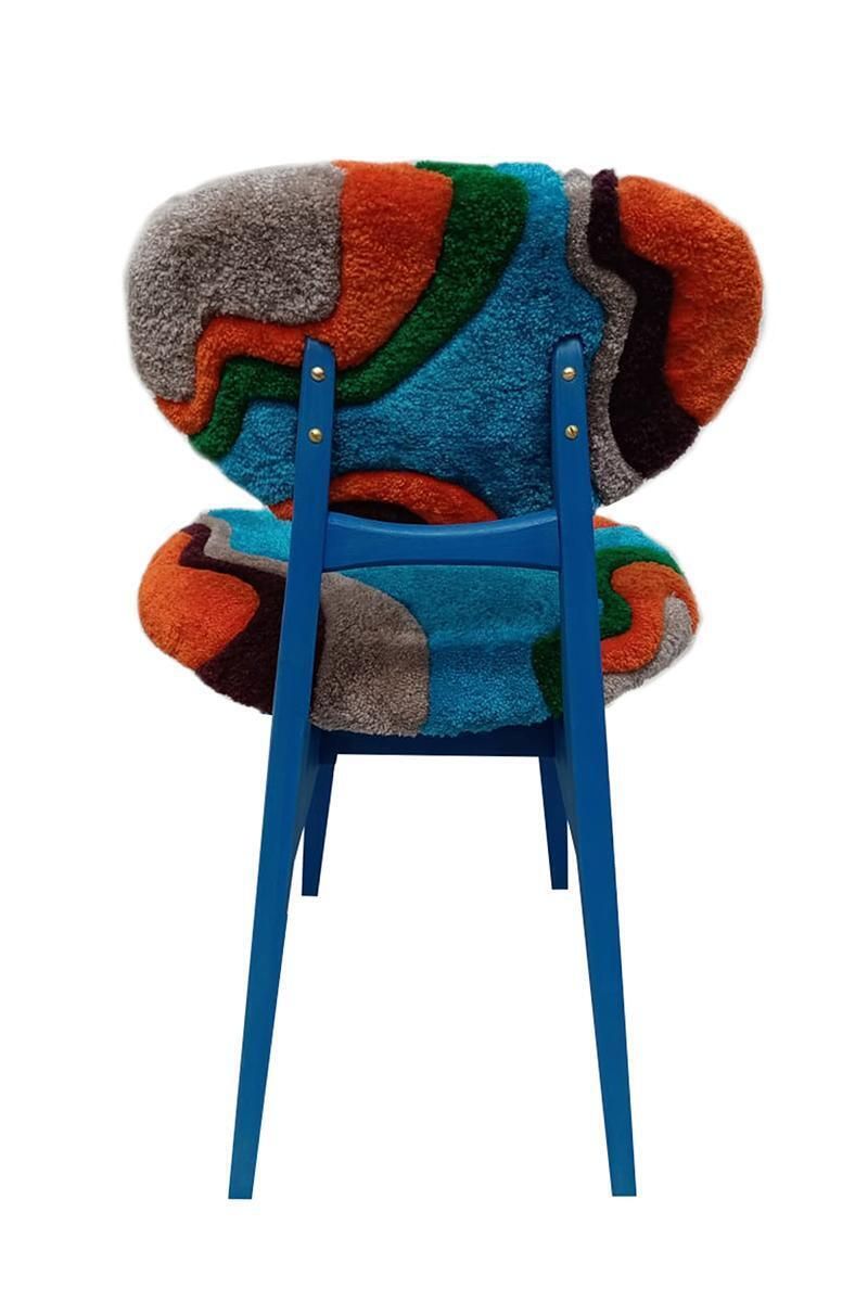 Mid Century Mushroom Chair, Hand Tufting Blue Green Orange Wool, Europe, 1960s photo vinterior