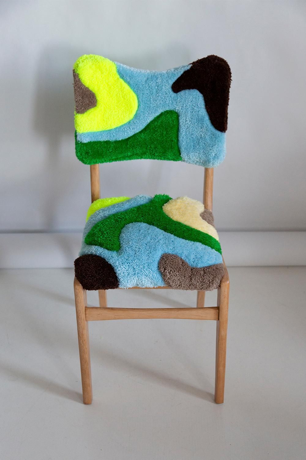 photo vinterior Mid Century Hand Tufting Chair, Light Wood, Rajmund Halas, Poland, 1960s