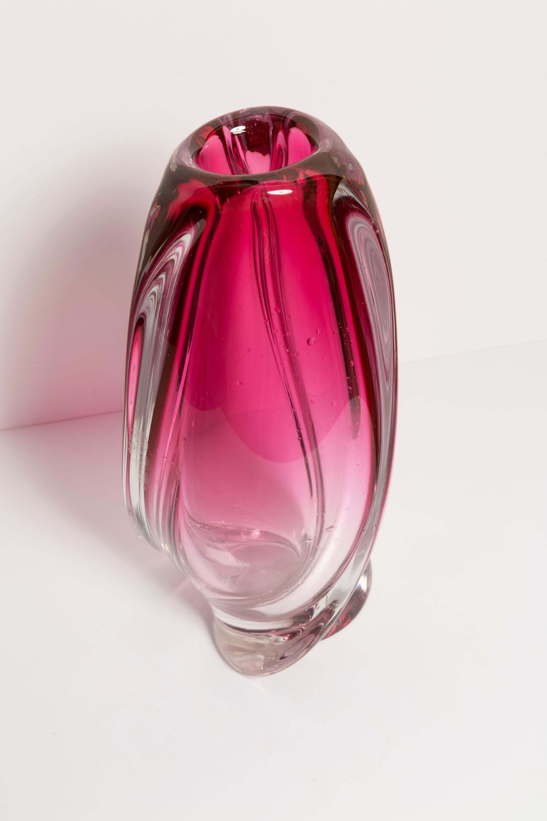 photo furniture Mid Century Vintage Pink Big Vase, Val Saint Lambert, Belgium, 1960s