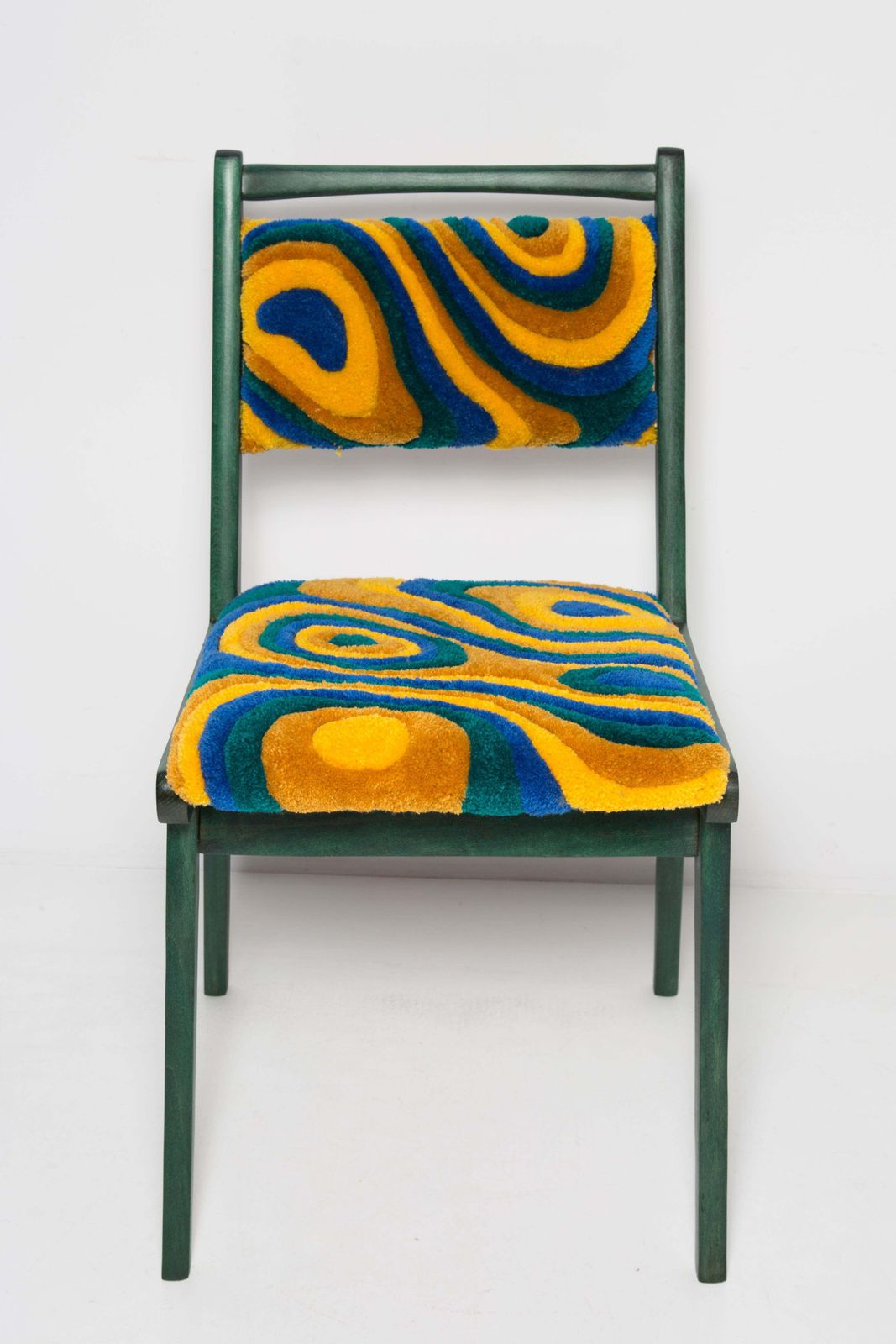 Mid Century Jar Chair, Hand Tufting Green And Yellow Wool, Europe, Poland, 1960s photo 1486.0