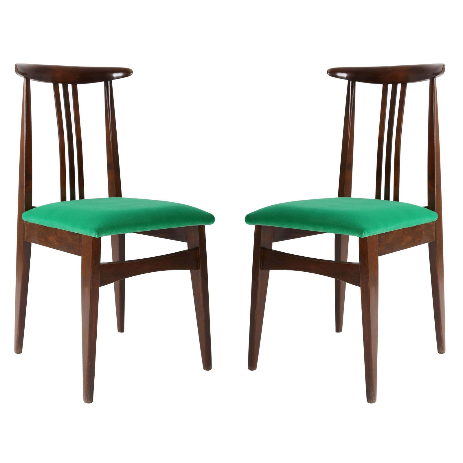 Paar Zielinski Stoelen, Type 200 / 100b, Groen Velours, Polen, Jaren 1960