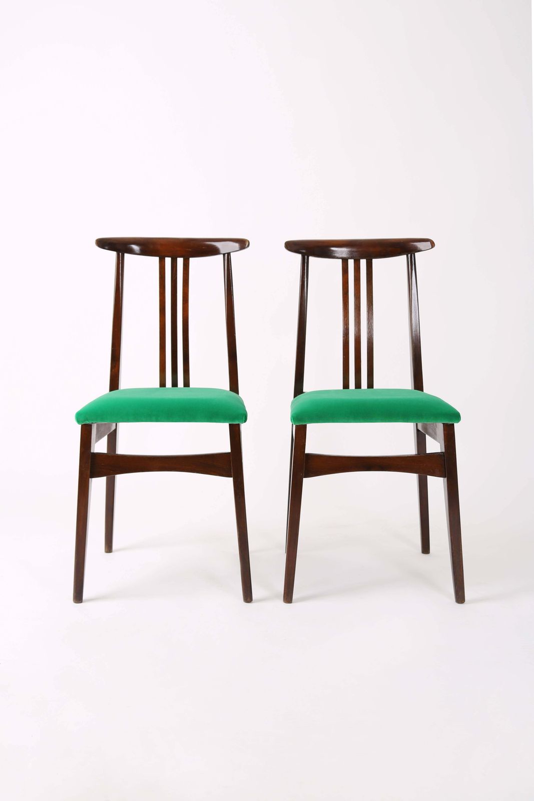 Pair Of Zielinski Chairs, Type 200 / 100b, Green Velvet, Poland, 1960s photo for sale